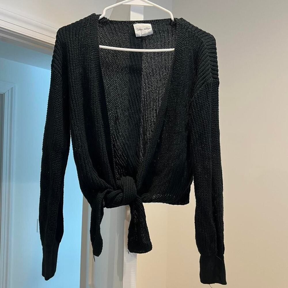 Women's Cotton Candy LA black tie front cardigan in size S/M